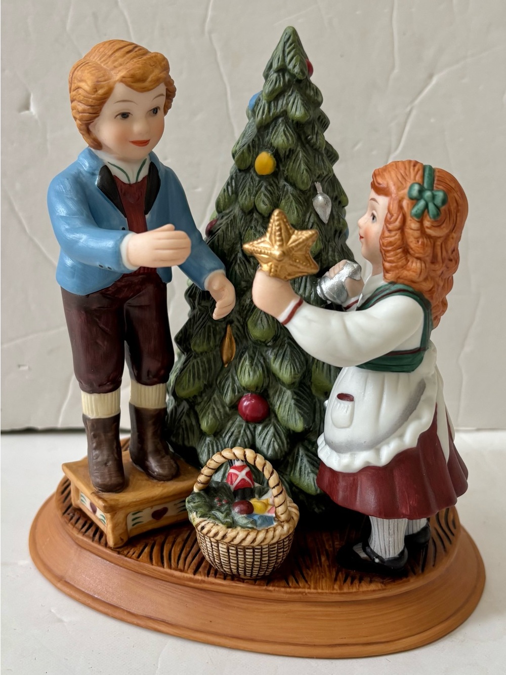 Holiday Tree Decorating Figurine - Red, Green & White
